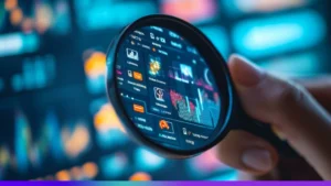 Lupa em frente a tela