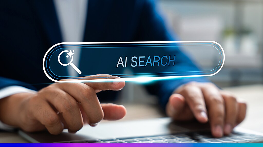 Busca inteligente com inteligência artificial representando próximos passos da tecnologia e evolução das pesquisas digitais.